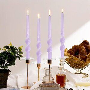 Spiral Taper Candle Purple Candlesticks,4pcs Long Candle Stick 10 inches Tapered